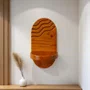 Prateleira Decorativa De Parede Oval Com Frisos Em Madeira Pinus Estilo Japandi