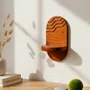 Prateleira Decorativa De Parede Oval Com Frisos Em Madeira Pinus Estilo Japandi