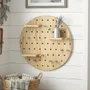 Prateleira Pegboard Circulo 50cm Em Madeira Pinus com 16 Pinos e 3 Prateleiras 13,5cm