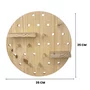 Prateleira Pegboard Circulo Em Madeira Pinus 35cm com 11 Pinos, 1 Prateleira 13,5cm e 1 Prateleira 10cm