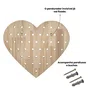 Prateleira Pegboard Coração Em Madeira Pinus Com 10 Pinos, 1 Prateleira 13,5cm e 1 Prateleira 10cm