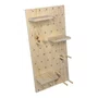 Prateleira Pegboard Retângulo Em Madeira Pinus Com 16 Pinos e 3 Prateleiras 13,5cm