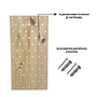 Prateleira Pegboard Retângulo Em Madeira Pinus Com 16 Pinos e 3 Prateleiras 13,5cm