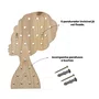 Prateleira Pegboard Silhueta Mulher Africana Em Madeira Pinus Com 9 Pinos, 1 Prateleira 13,5cm e 1 Prateleira 10cm