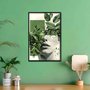 Quadro Decorativo Abstrato Com Rosto e Folhas Verdes