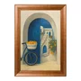 Quadro Decorativo Arco e Portal Azul Bicicleta com Limões em Contraste com a Escadaria Branca