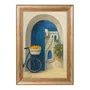 Quadro Decorativo Arco e Portal Azul Bicicleta com Limões em Contraste com a Escadaria Branca