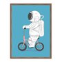 Quadro Decorativo Astronauta Andando De Bicicleta Rosa