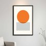 Quadro Decorativo Bauhaus Círculo Laranja E Ondas