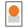 Quadro Decorativo Bauhaus Círculo Laranja E Ondas