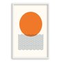 Quadro Decorativo Bauhaus Círculo Laranja E Ondas