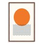 Quadro Decorativo Bauhaus Círculo Laranja E Ondas