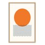 Quadro Decorativo Bauhaus Círculo Laranja E Ondas