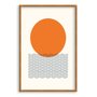 Quadro Decorativo Bauhaus Círculo Laranja E Ondas