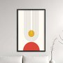 Quadro Decorativo Bauhaus Curvas E Círculo Vermelho