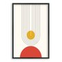 Quadro Decorativo Bauhaus Curvas E Círculo Vermelho