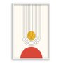 Quadro Decorativo Bauhaus Curvas E Círculo Vermelho
