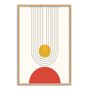 Quadro Decorativo Bauhaus Curvas E Círculo Vermelho