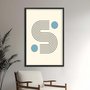 Quadro Decorativo Bauhaus Curvas E Círculos Azuis