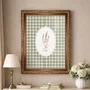 Quadro Decorativo Botânica Com Xadrez Verde Estilo Modern Heritage