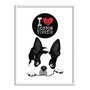 Quadro Decorativo Cachorro Frase: "I Love Boston Terrier" Branco