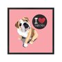 Quadro Decorativo Cachorro Frase: "I Love Bulldog" Salmão