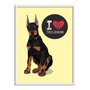 Quadro Decorativo Cachorro Frase: "I Love Doberman" Amarelo