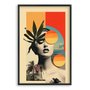 Quadro Decorativo Colagem Rosto Com Folha E Sol