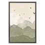 Quadro Decorativo Colinas Com Pássaros Calm Colors Estilo Japandi