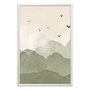 Quadro Decorativo Colinas Com Pássaros Calm Colors Estilo Japandi