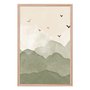 Quadro Decorativo Colinas Com Pássaros Calm Colors Estilo Japandi
