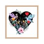 Quadro Decorativo Coração com Folhas e Pássaros Beija Flor