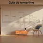 Quadro Decorativo Estilo Pintura Folk Moderna Composição de Flores Azuis e Maçã, com Vaso em Laranja Quente e Fundo Quadriculado
