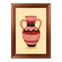 Quadro Decorativo Estilo Pintura Folk Moderna Composição de Vaso sobre Toalha Quadriculada Amarela, com Pinceladas Texturizadas