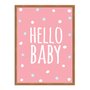 Quadro Decorativo Frase: "Hello Baby" Rosa e Bolinhas
