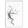 Quadro Decorativo Furan Arte de Flor Ornamental Orquídea do Samurai no Estilo Sumiê