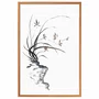 Quadro Decorativo Furan Arte de Flor Ornamental Orquídea do Samurai no Estilo Sumiê