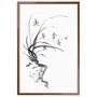 Quadro Decorativo Furan Arte de Flor Ornamental Orquídea do Samurai no Estilo Sumiê