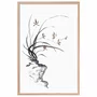 Quadro Decorativo Furan Arte de Flor Ornamental Orquídea do Samurai no Estilo Sumiê