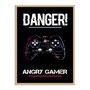 Quadro Decorativo Gamer Geek e Nerd Aviso Danger! Angry Gamer