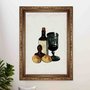 Quadro Decorativo Garrafa E Taça De Vinho Vintage Farmhouse
