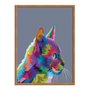 Quadro Decorativo Gato Fofo Pop Art  e Colorido Cinza