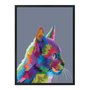 Quadro Decorativo Gato Fofo Pop Art  e Colorido Cinza