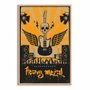 Quadro Decorativo Heavy Metal Laranja Com Guitarra Asas E Crânio