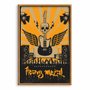 Quadro Decorativo Heavy Metal Laranja Com Guitarra Asas E Crânio