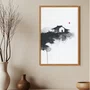 Quadro Decorativo Ie Taiyo Pintura de Casa com o Sol ao fundo no Estilo Sumiê