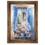 Quadro Decorativo Janela Florida Aquarela