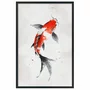 Quadro Decorativo Koi Pintura de Carpa Nishikigoi Laranja no Estilo Sumiê