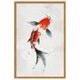 Quadro Decorativo Koi Pintura de Carpa Nishikigoi Laranja no Estilo Sumiê