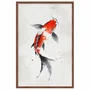 Quadro Decorativo Koi Pintura de Carpa Nishikigoi Laranja no Estilo Sumiê